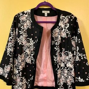 Dressbarn Paisley Floral Pink/Black Blazer